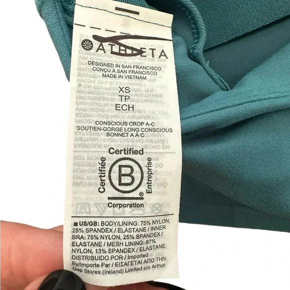 Athleta Conscious Crop Bra Size XS Skylark Blue Athletic Yoga Gym Workout - Picture 5 of 6